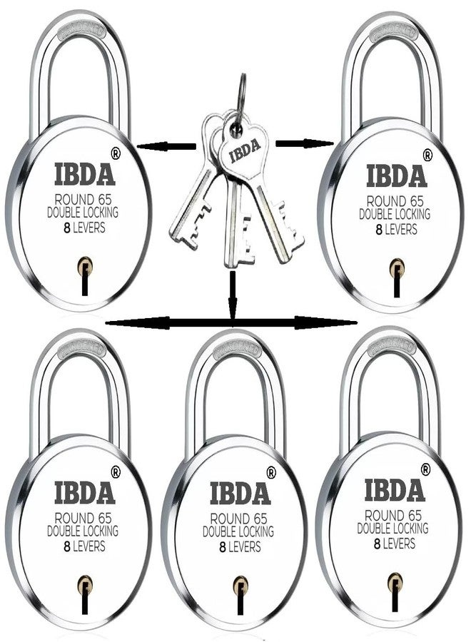 IBDA 5 Locks with Same Keys | Double Locking | Steel Body | Common Key Padlock | Lock for Home, Shutter, gate, Door, kadi, Channel, Chain, Shop, Outdoor, Indoor | Same Key Lock Set of 5 with 3 Keys | - Image 1
